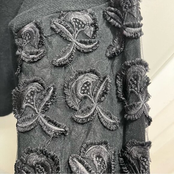 AMARYLLIS Black Floral Wool Blend Crew Neck Sweater Size Medium - Picture 3 of 7